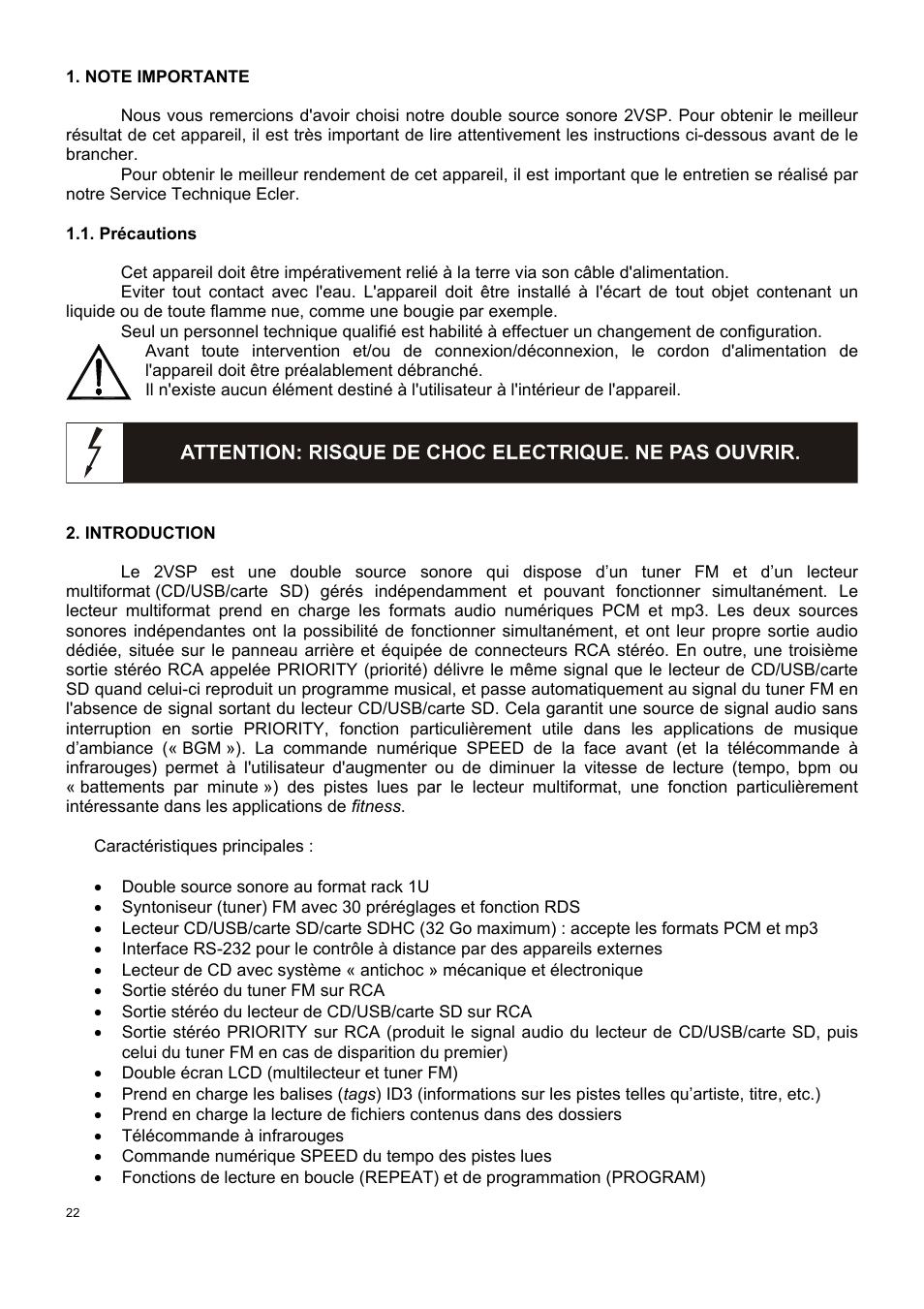 Ecler 2VSP-RS User Manual | Page 22 / 40