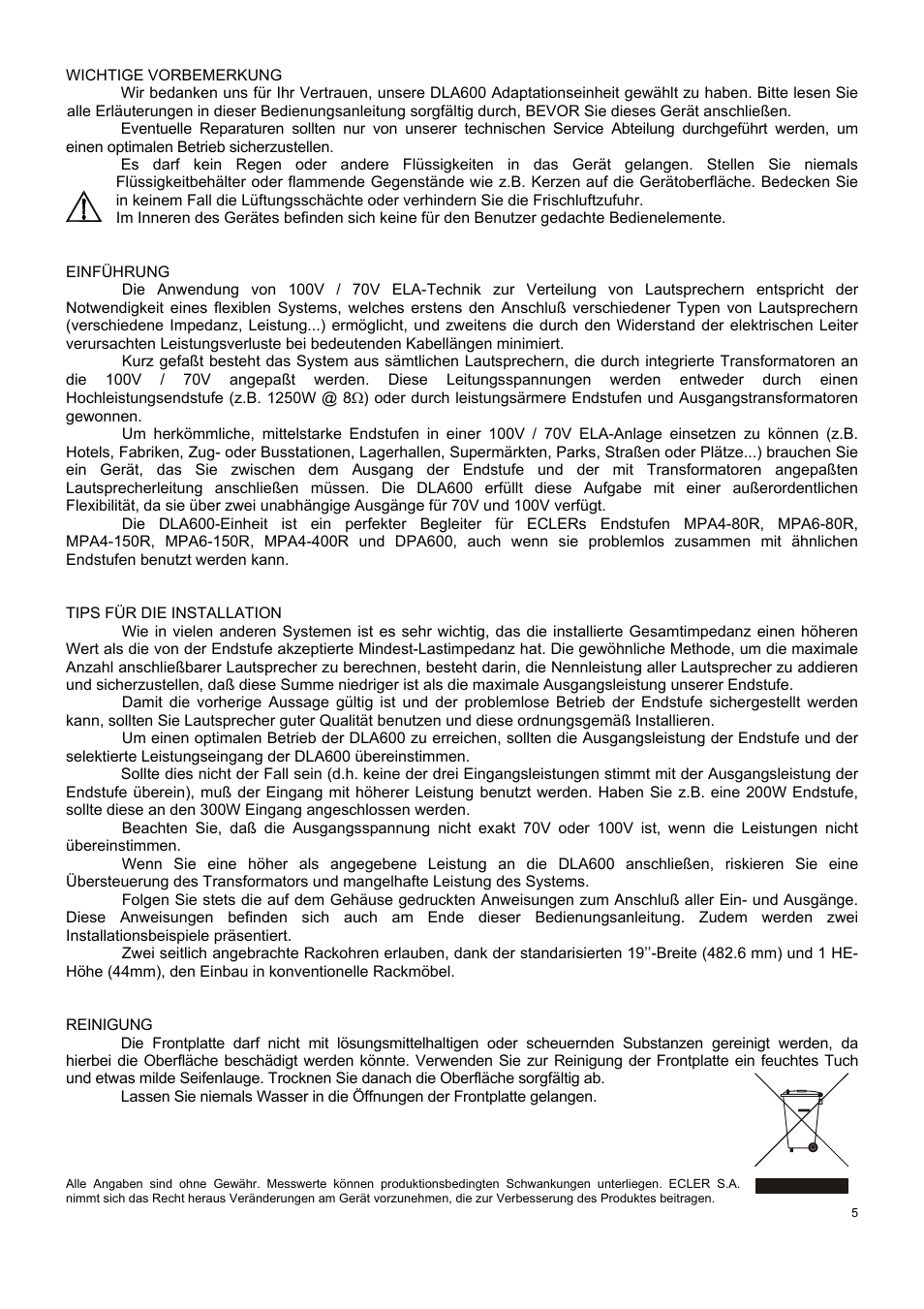 Ecler DLA600 User Manual | Page 5 / 8