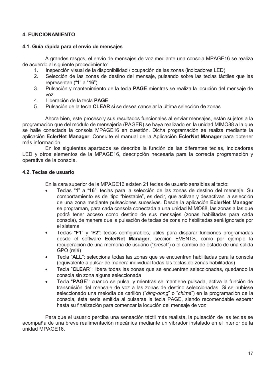 Ecler MPAGE16 User Manual | Page 17 / 44