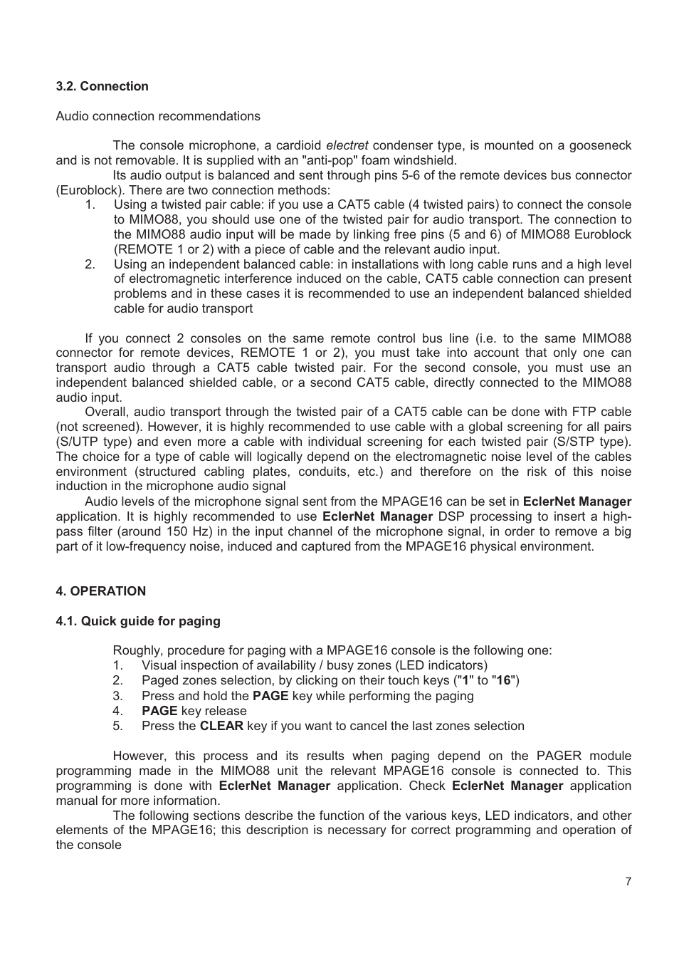 Ecler MPAGE16 User Manual | Page 7 / 44