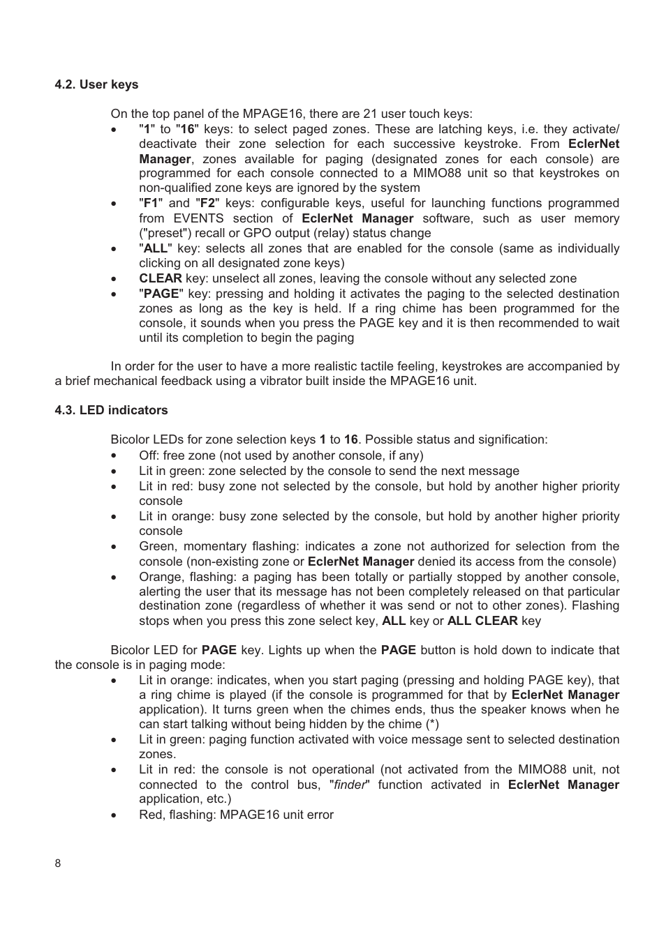 Ecler MPAGE16 User Manual | Page 8 / 44