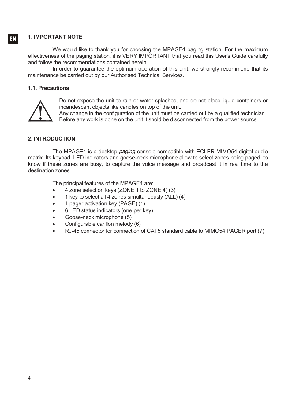 Ecler MPAGE4 User Manual | Page 4 / 24