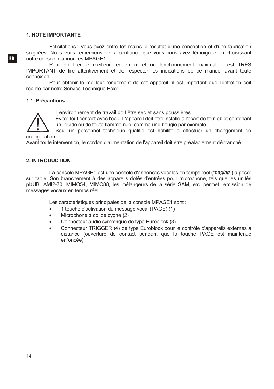 Ecler MPAGE1 User Manual | Page 14 / 24