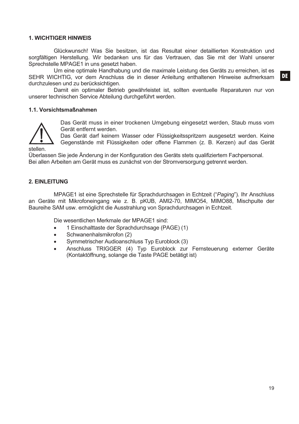 Ecler MPAGE1 User Manual | Page 19 / 24