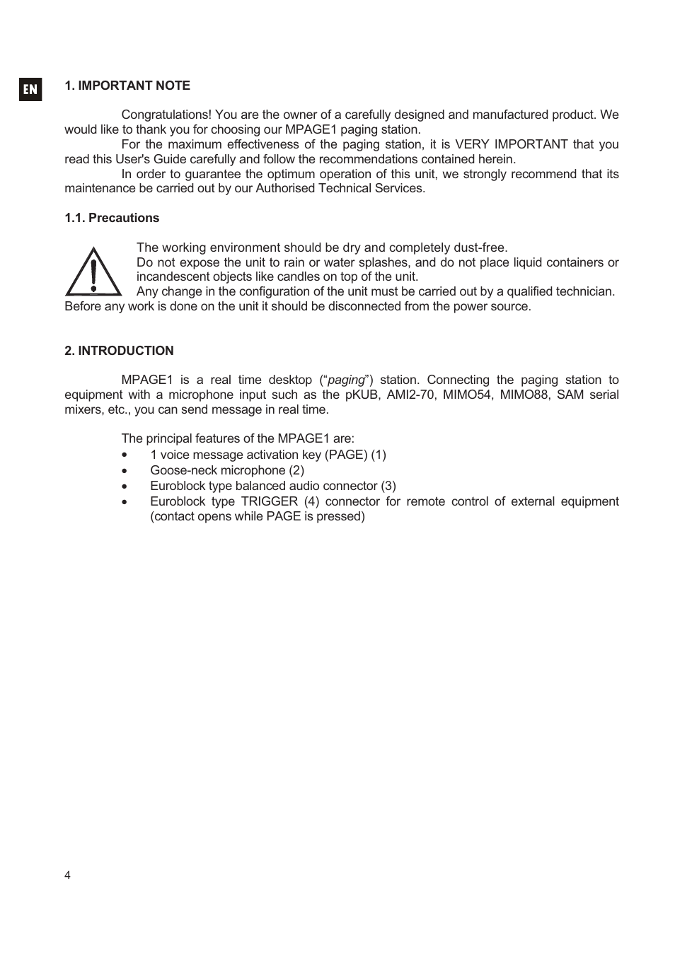 Ecler MPAGE1 User Manual | Page 4 / 24