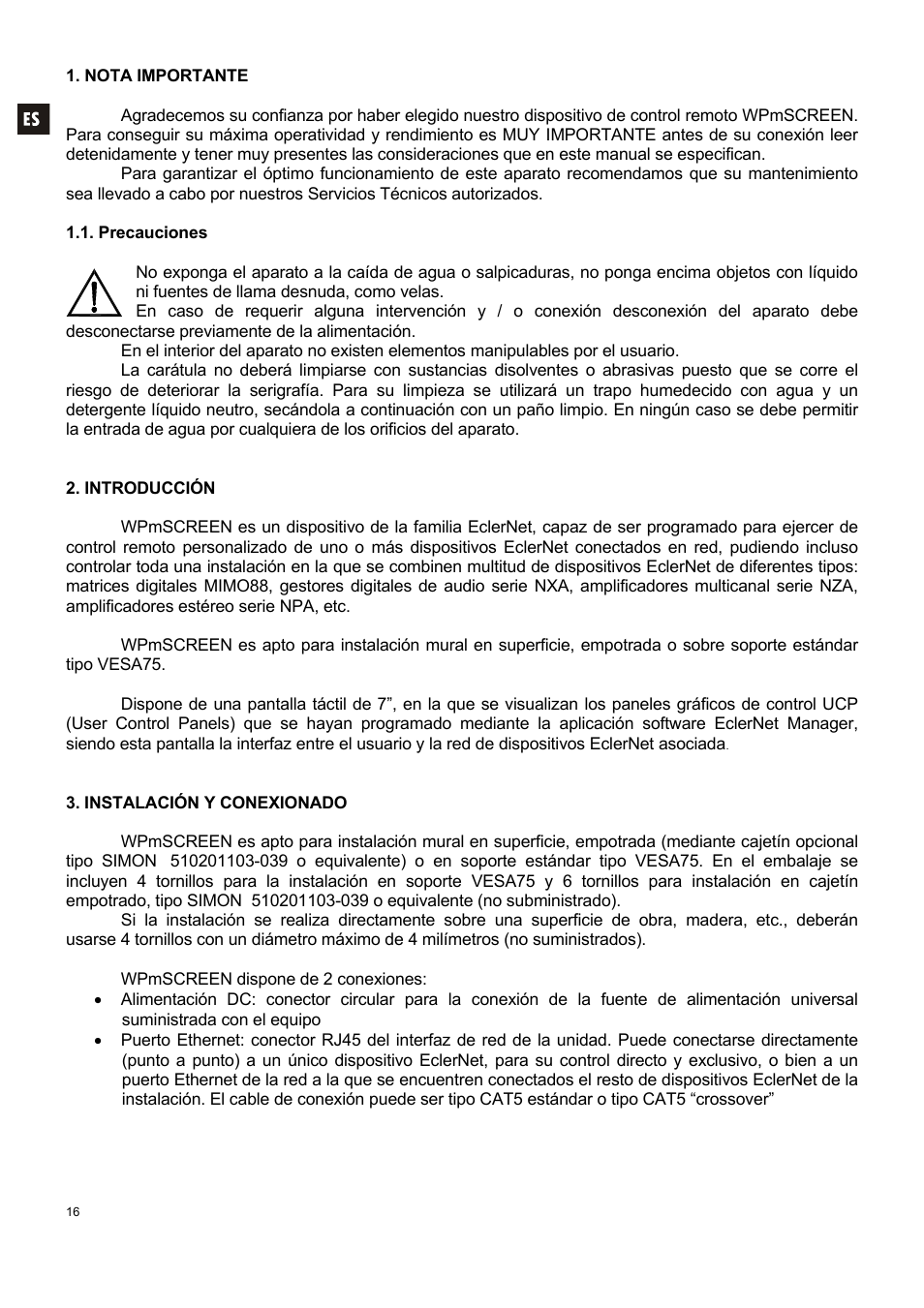 Ecler WPmSCREEN User Manual | Page 16 / 28