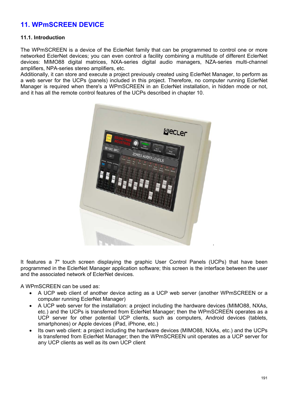 Wpmscreen device | Ecler ECLERNET MANAGER User Manual | Page 191 / 208