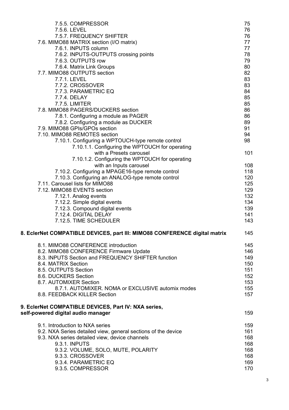 Ecler ECLERNET MANAGER User Manual | Page 3 / 208