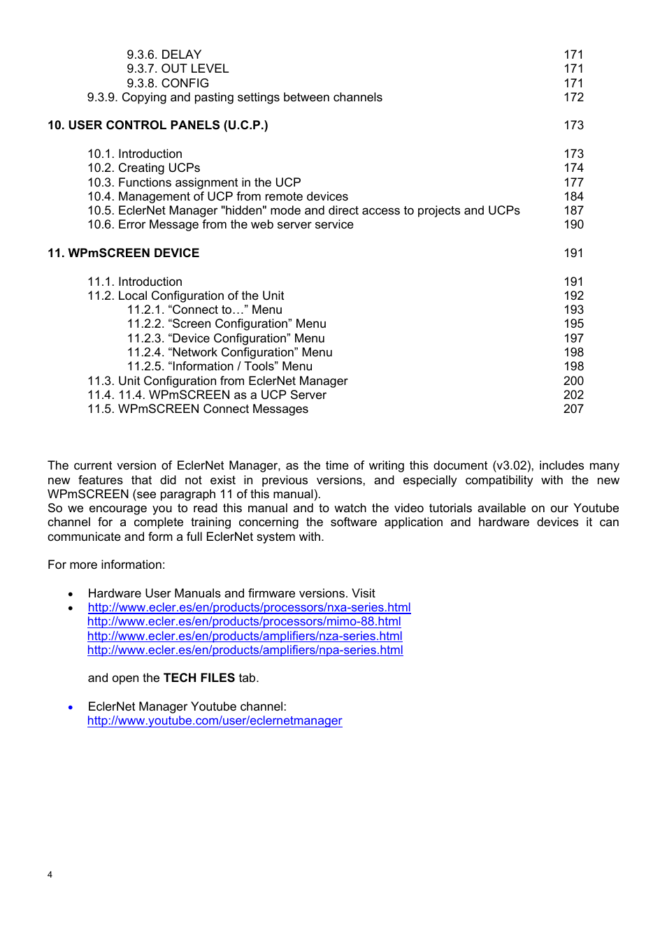 Ecler ECLERNET MANAGER User Manual | Page 4 / 208