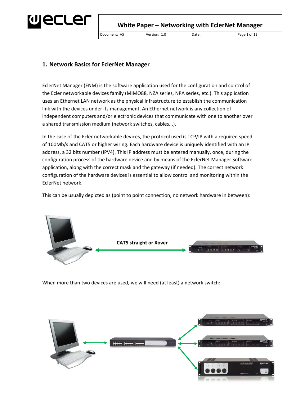 Ecler White Paper - Networking with EclerNet Manager User Manual | 12 pages