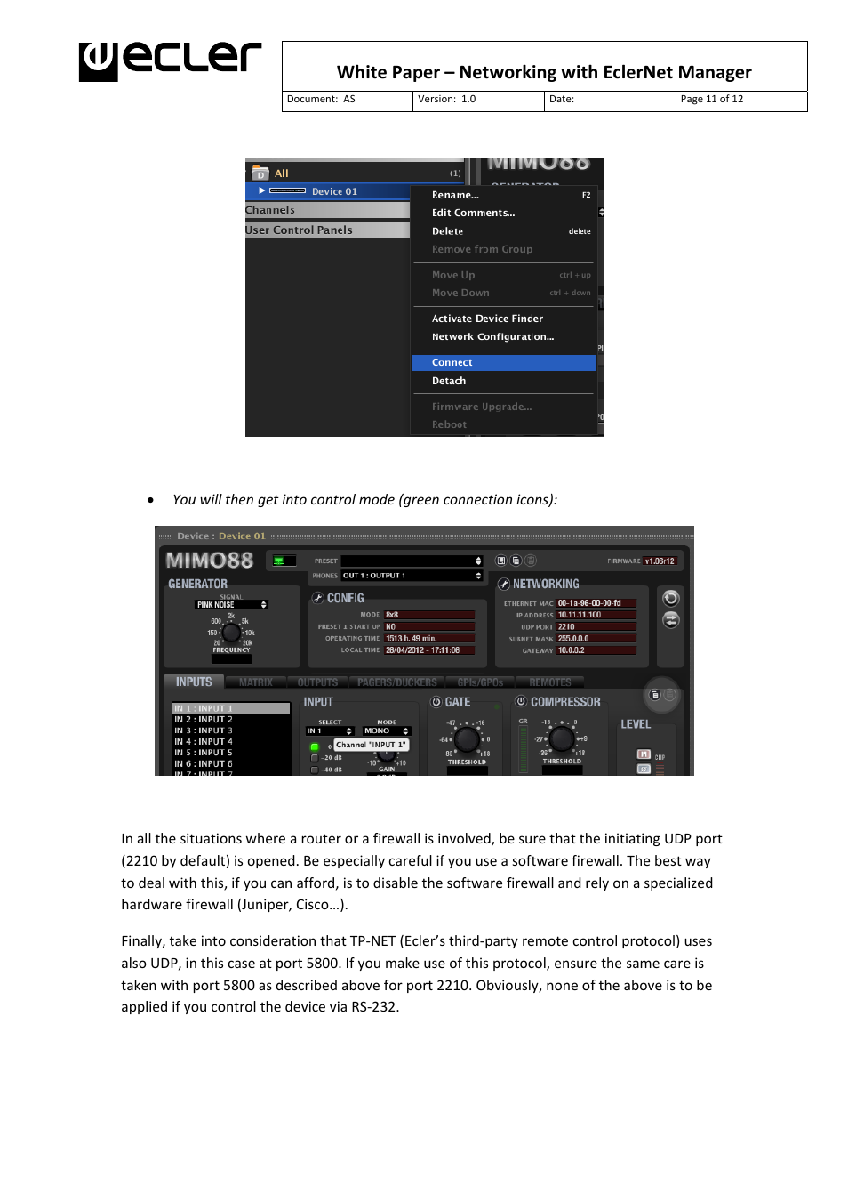 White paper – networking with eclernet manager | Ecler White Paper - Networking with EclerNet Manager User Manual | Page 11 / 12