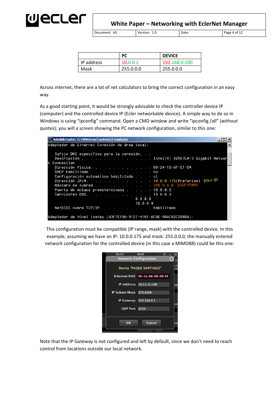 White paper – networking with eclernet manager | Ecler White Paper - Networking with EclerNet Manager User Manual | Page 4 / 12