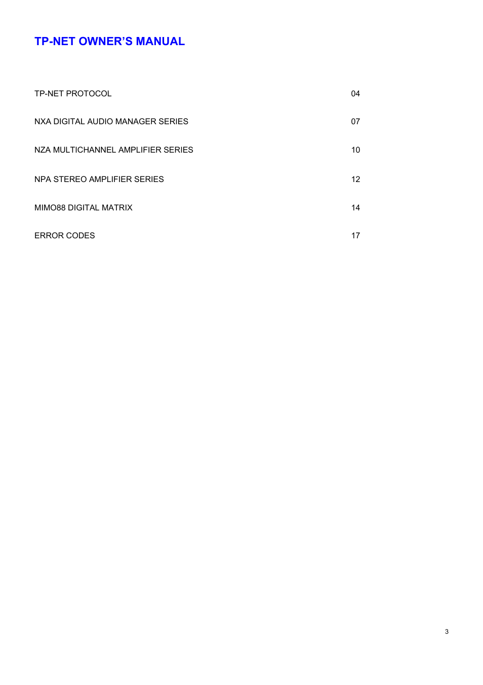 Tp-net owner’s manual | Ecler TP-NET User Manual | Page 3 / 35