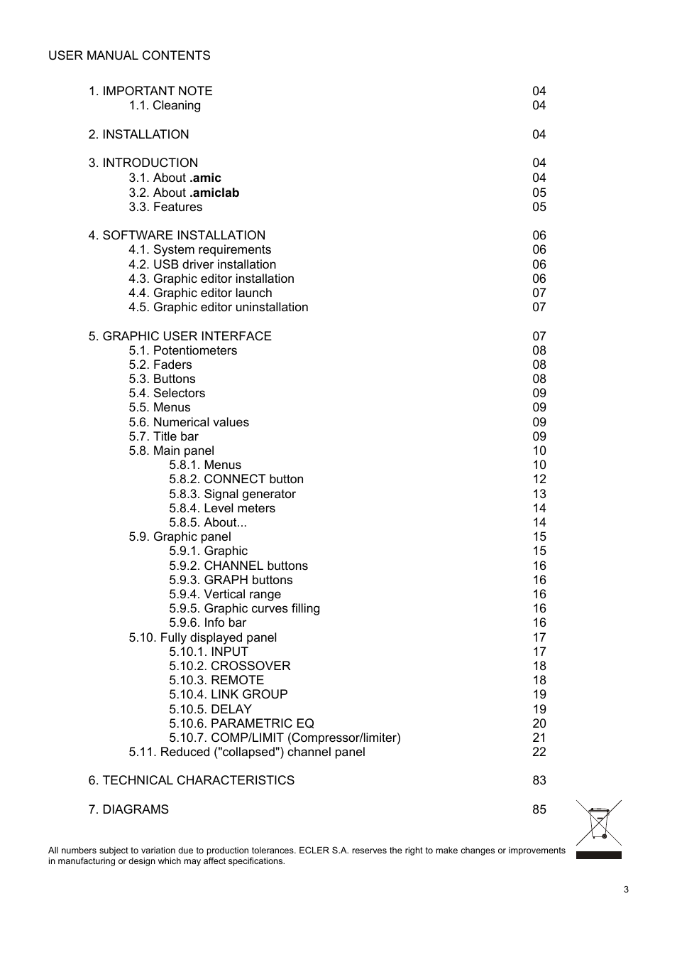 Ecler AmicLab User Manual | Page 3 / 88