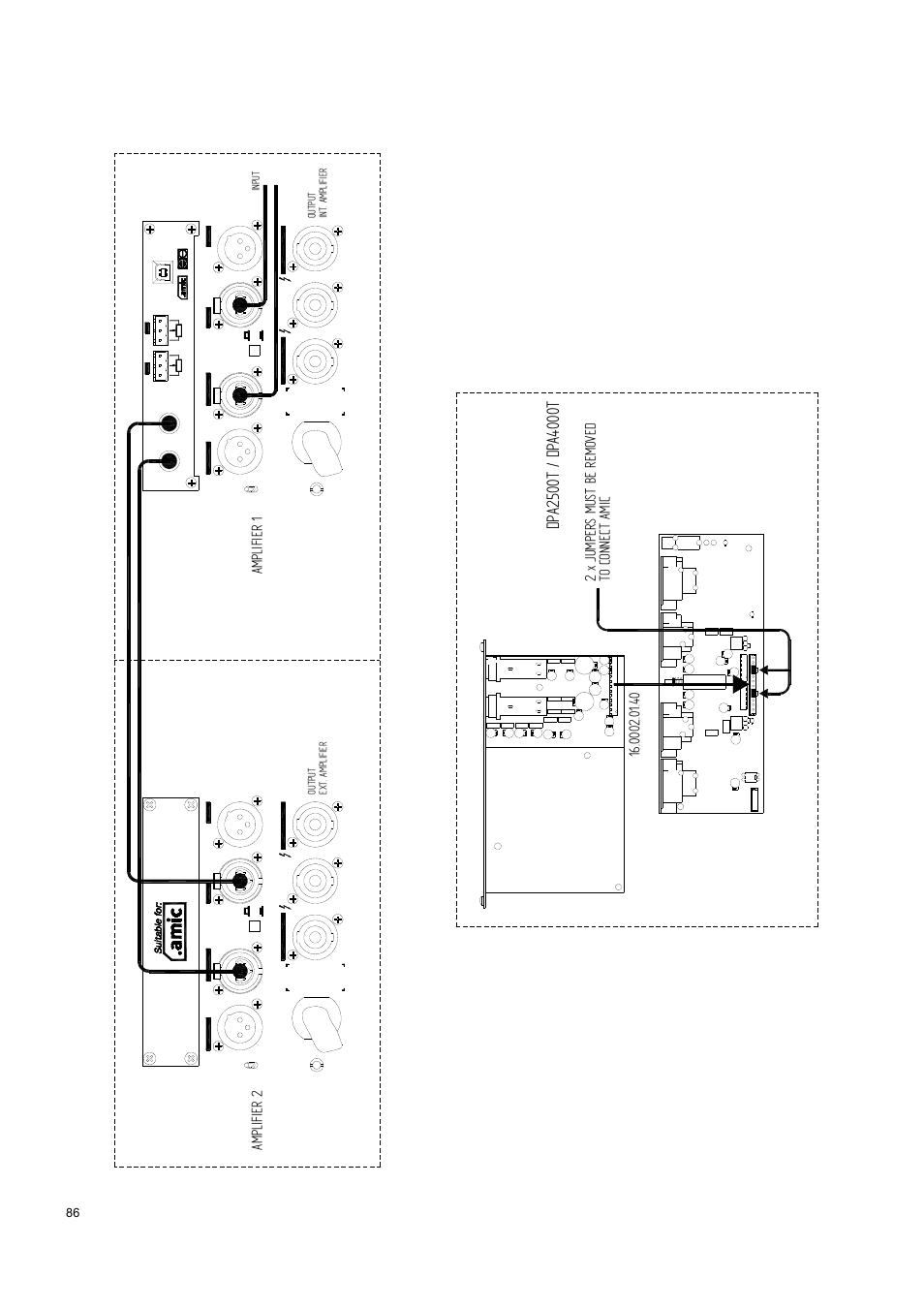 Amplifier 1, Int . ampli fie r out put in put, Ou tp ut ex t. amplifier | Ecler AmicLab User Manual | Page 86 / 88