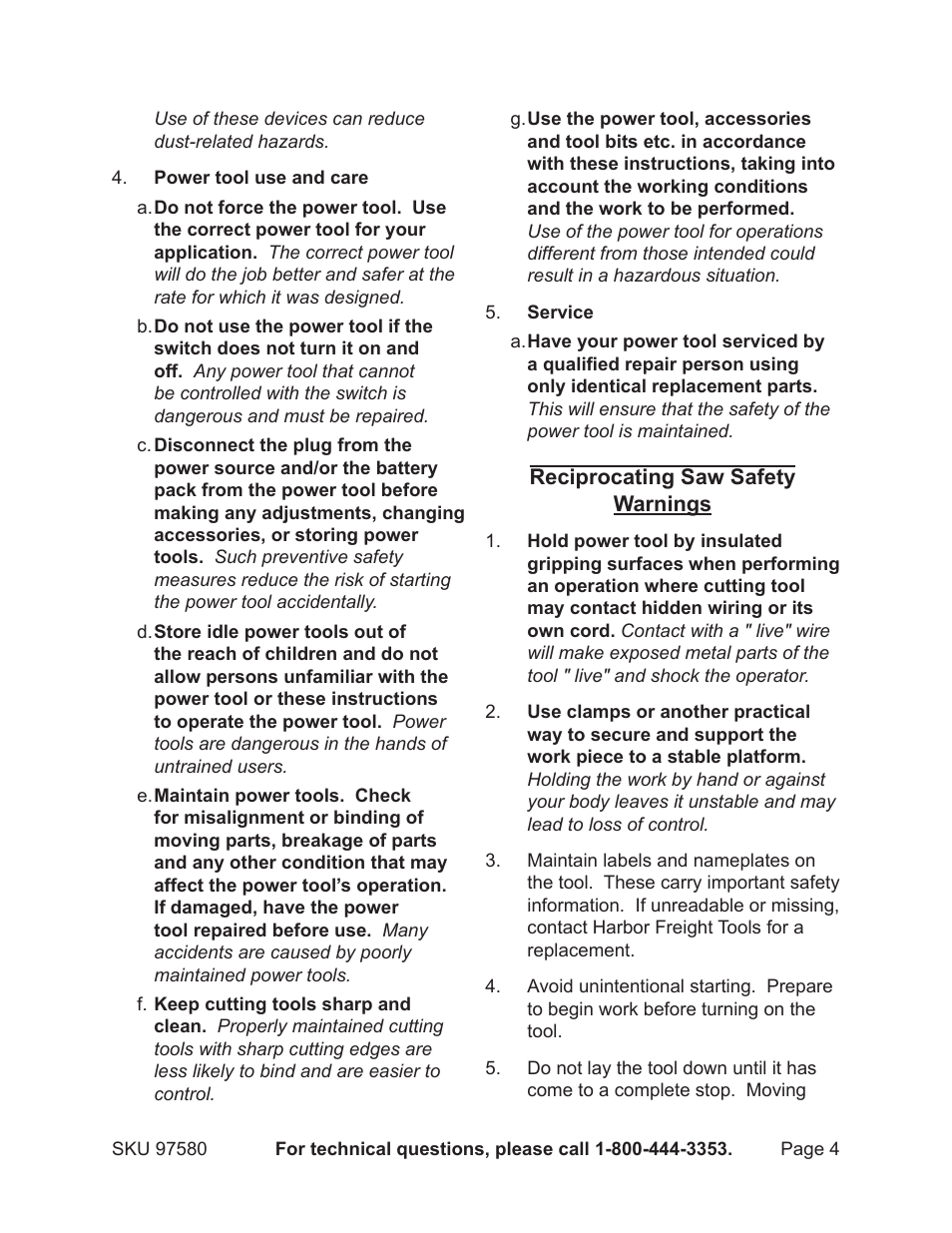 Chicago Electric CHICAGO 9.5 AMP MAGNESIUM RECIPROCATING SAW 97580 User Manual | Page 4 / 16