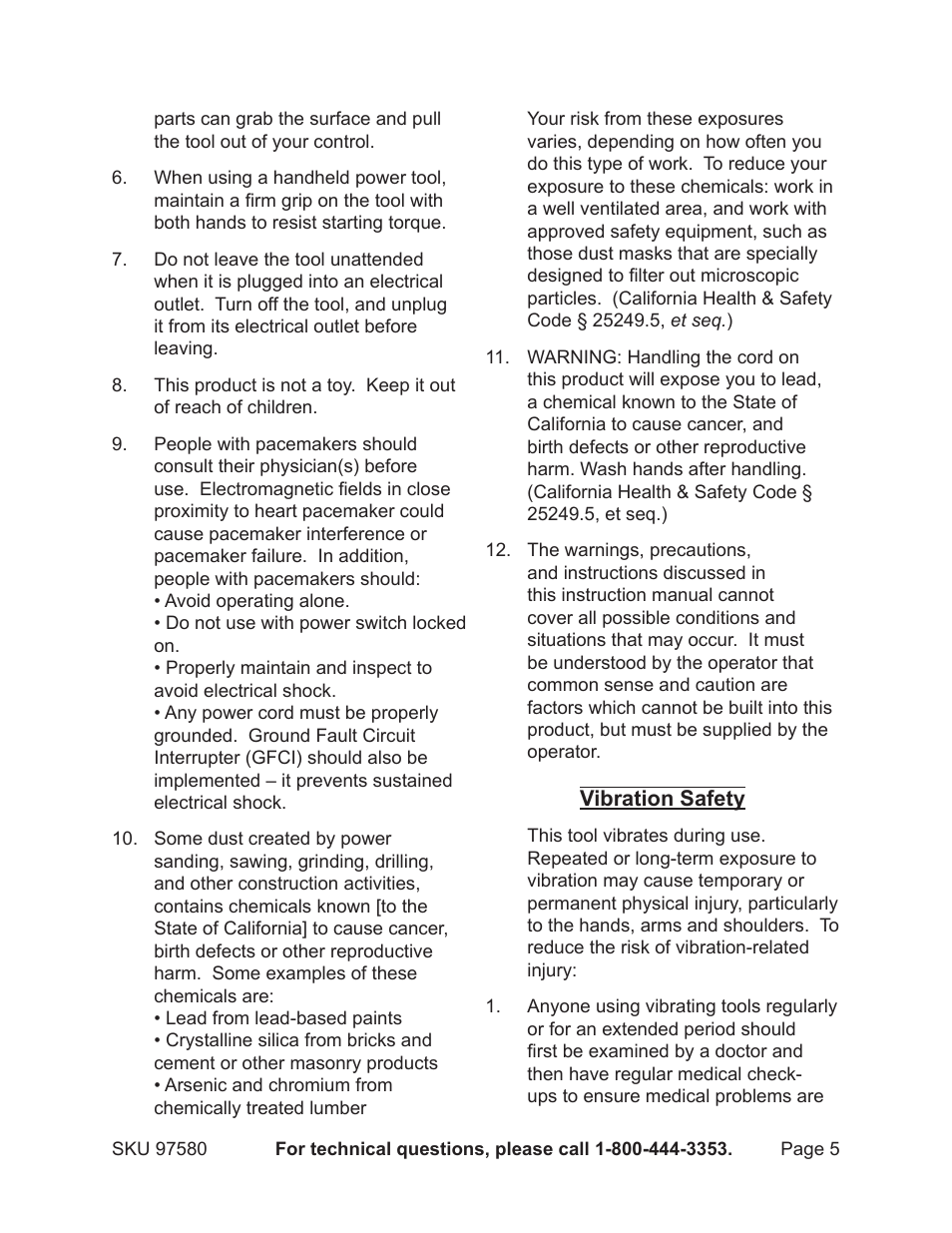 Chicago Electric CHICAGO 9.5 AMP MAGNESIUM RECIPROCATING SAW 97580 User Manual | Page 5 / 16