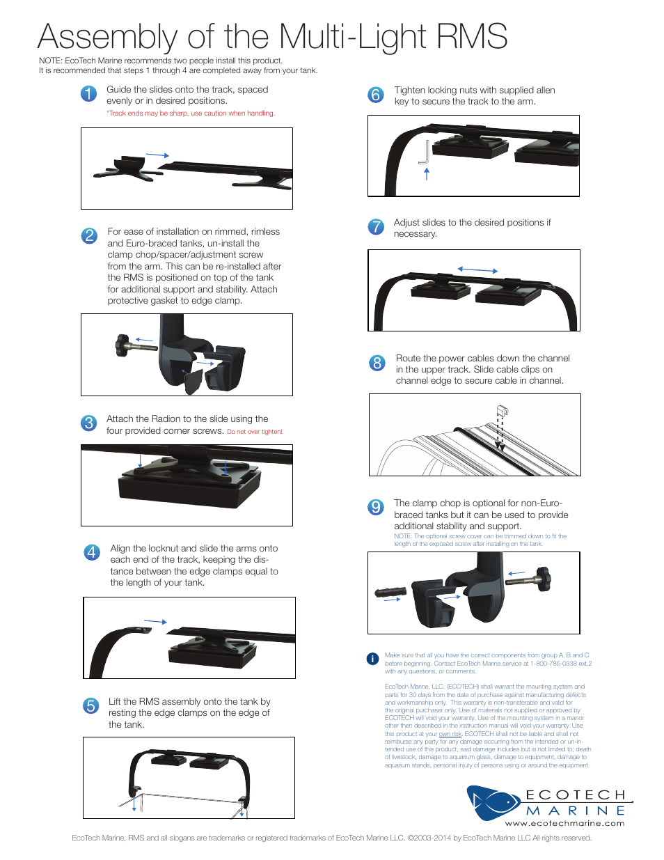 Assembly of the multi-light rms | EcoTech Marine RMS Multi-light Tank Mount User Manual | Page 2 / 2