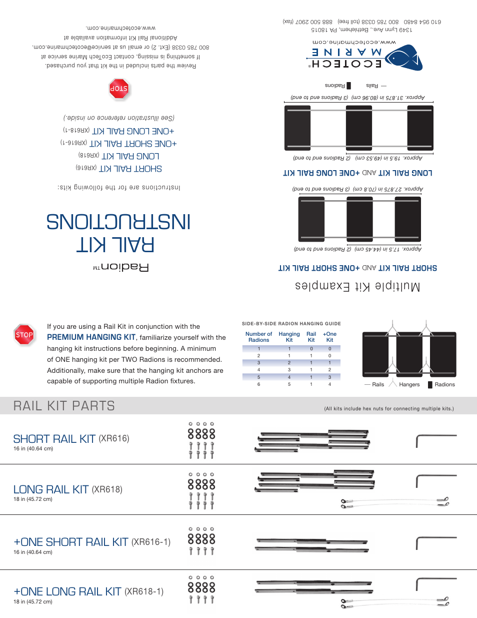 EcoTech Marine Rail Kit User Manual | 2 pages