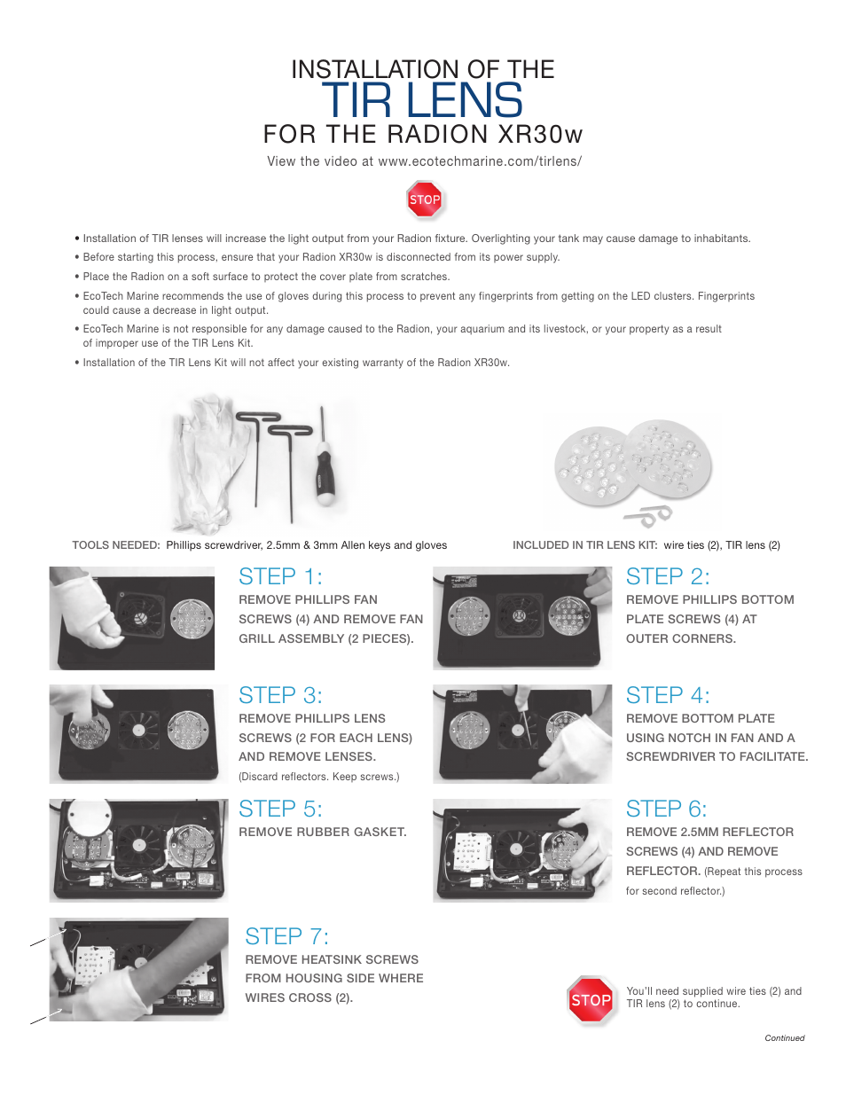 EcoTech Marine TIR Lens for Radion 30w User Manual | 2 pages