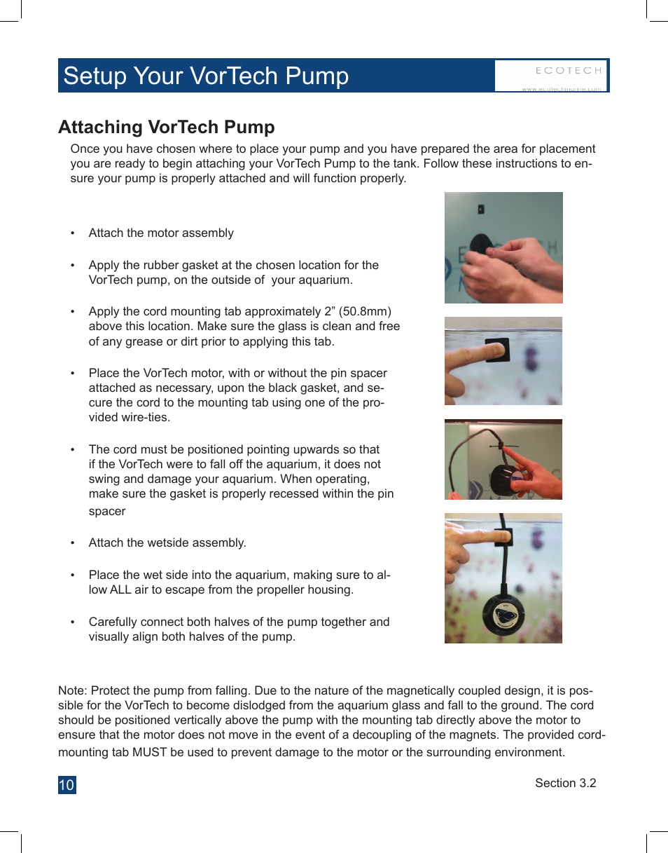 Setup your vortech pump, Attaching vortech pump | EcoTech Marine Full EcoSmart User Manual | Page 10 / 44