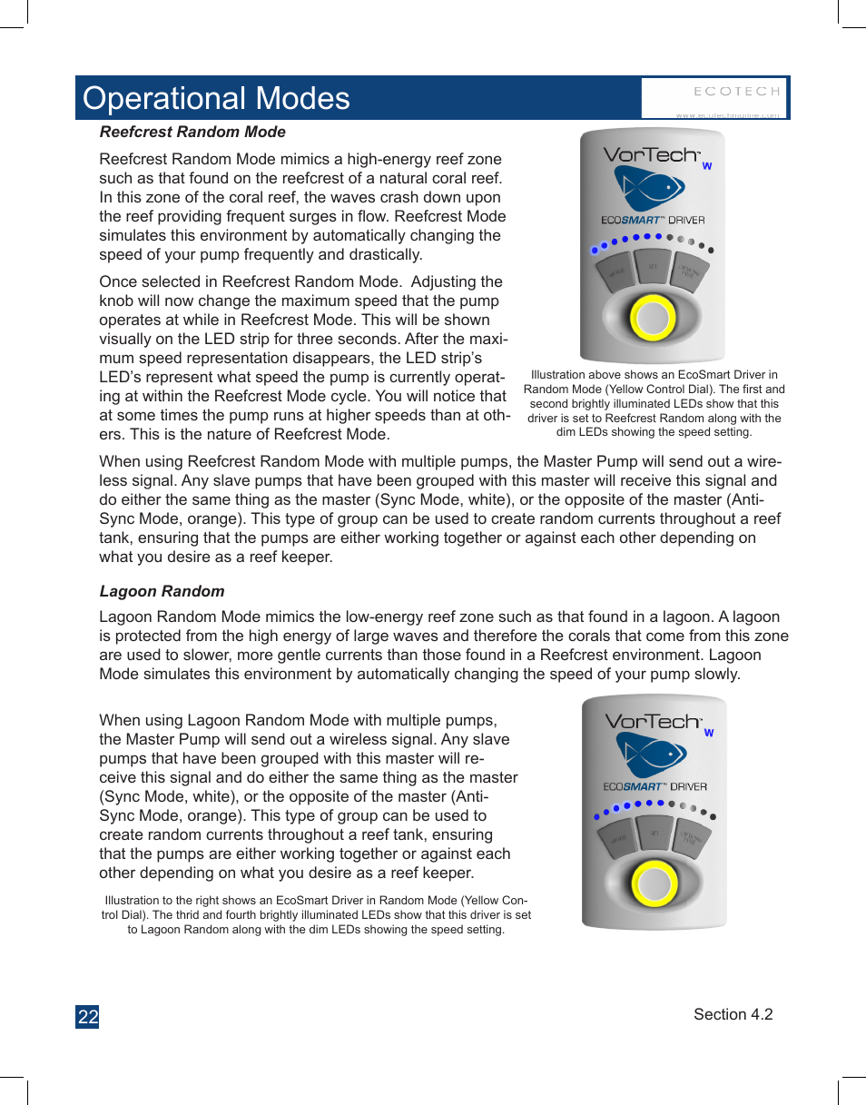 Operational modes | EcoTech Marine Full EcoSmart User Manual | Page 22 / 44