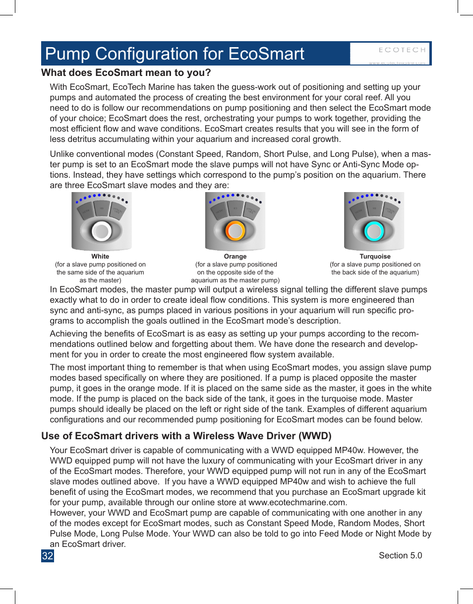 Pump configuration for ecosmart | EcoTech Marine Full EcoSmart User Manual | Page 32 / 44