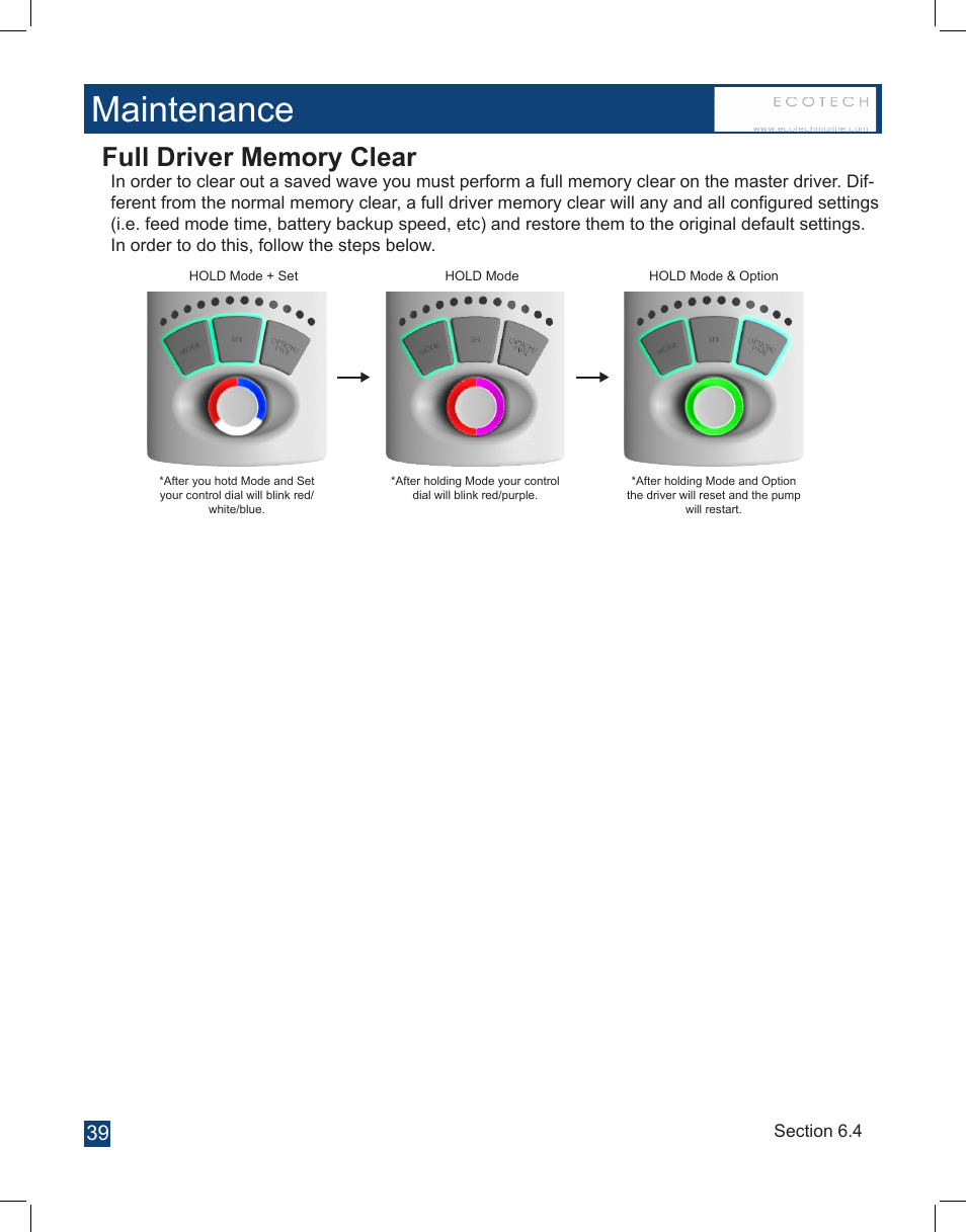 Maintenance | EcoTech Marine Full EcoSmart User Manual | Page 39 / 44