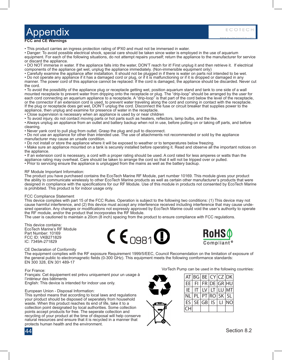 Appendix | EcoTech Marine Full EcoSmart User Manual | Page 44 / 44