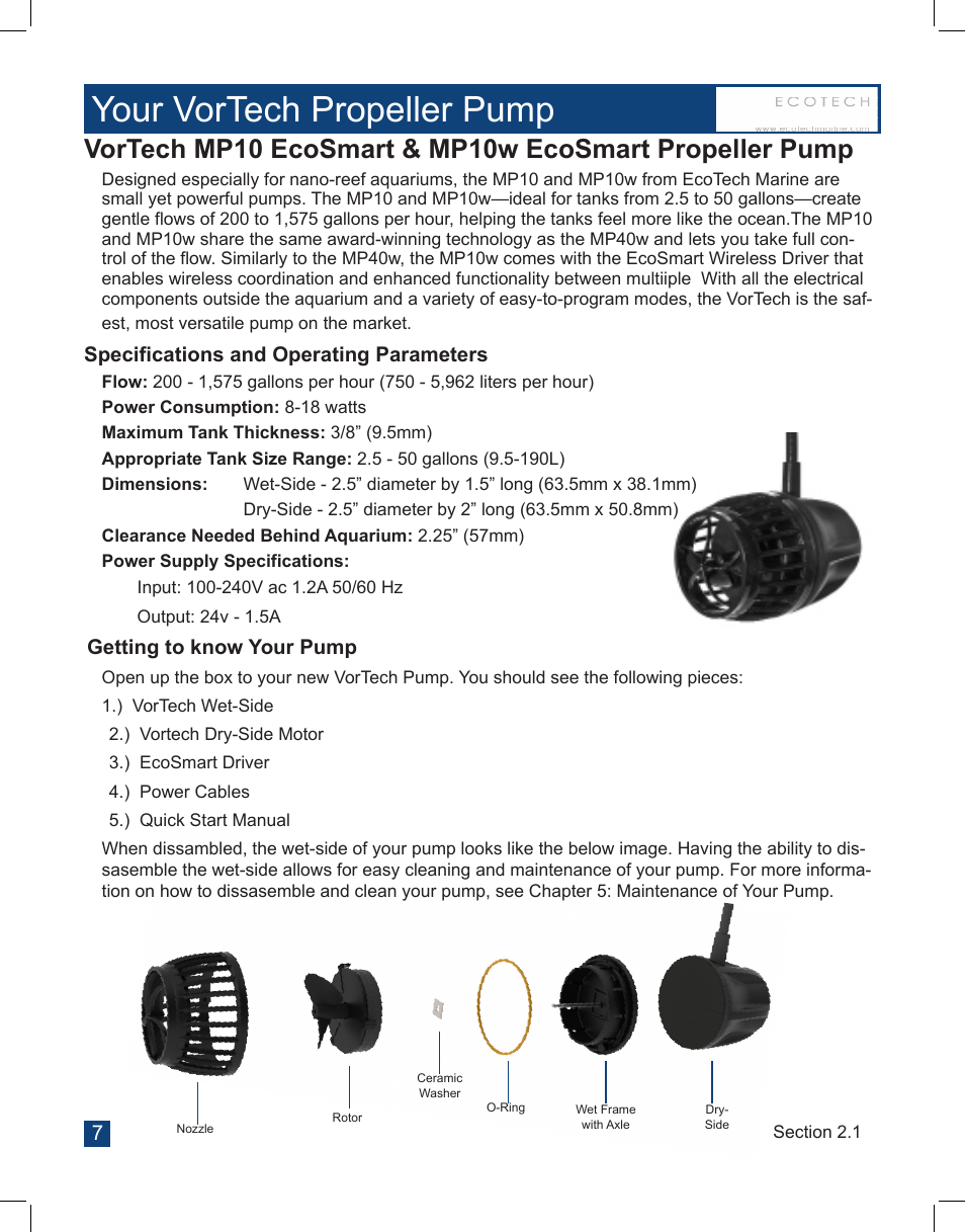 Your vortech propeller pump | EcoTech Marine Full EcoSmart User Manual | Page 7 / 44