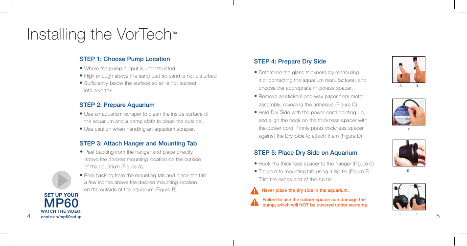 Installing the vortech, Mp60 | EcoTech Marine MP60wES User Manual | Page 4 / 12
