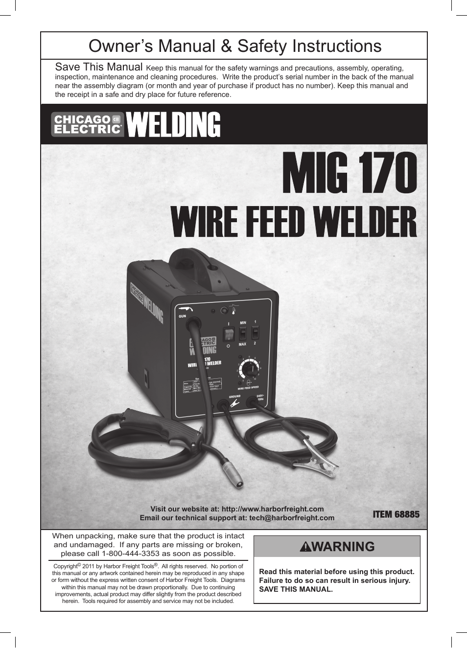 Chicago Electric Wire Feed Welder MIG 170 User Manual | 32 pages