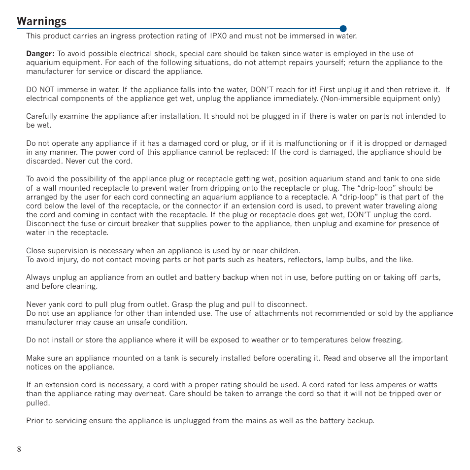 Warnings | EcoTech Marine MP20 User Manual | Page 8 / 8