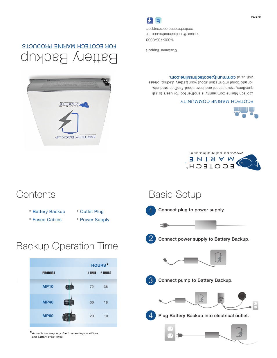 EcoTech Marine Battery Backup User Manual | 2 pages