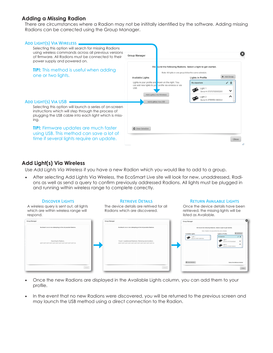 Adding a missing radion add light(s) via wireless | EcoTech Marine EcoSmart Live User Manual | Page 10 / 11