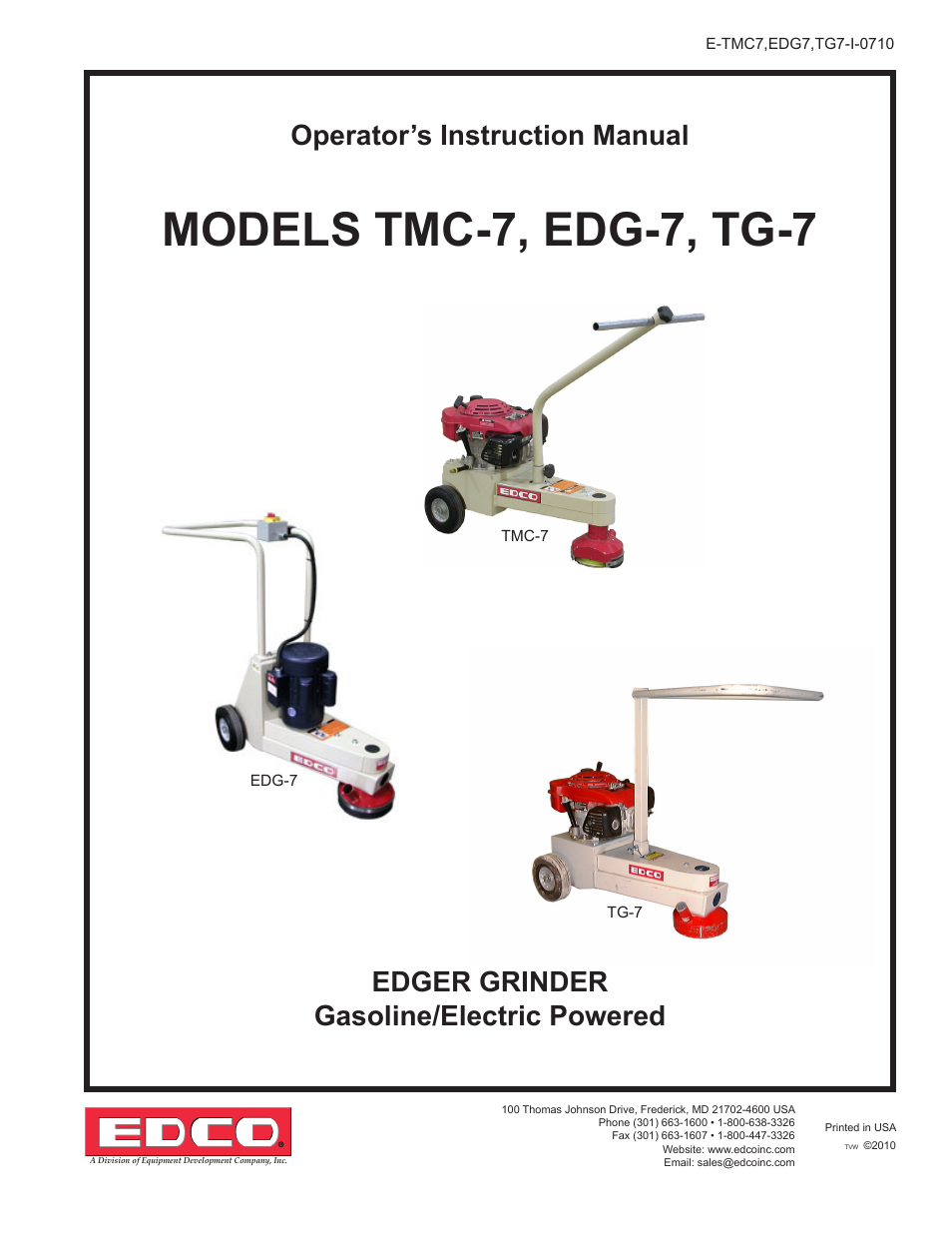 EDCO TG-7 User Manual | 8 pages