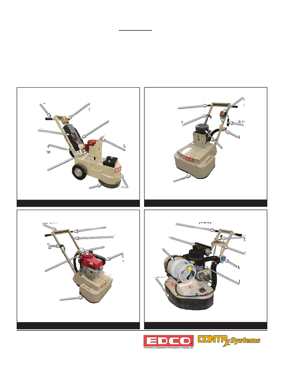 Operating controls, Electric powered, Propane powered | Gasoline powered | EDCO 4GC-P User Manual | Page 4 / 16