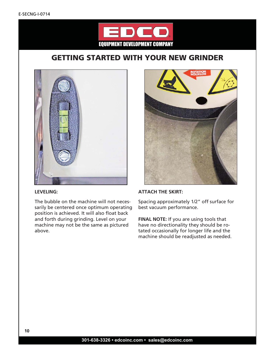 Getting started with your new grinder | EDCO SEC-NG-1.5 User Manual | Page 10 / 20