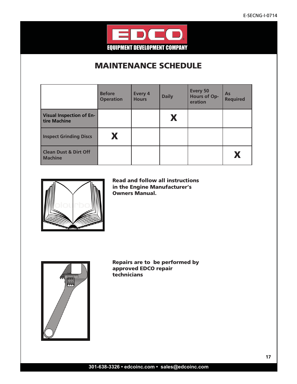 Maintenance schedule | EDCO SEC-NG-1.5 User Manual | Page 17 / 20