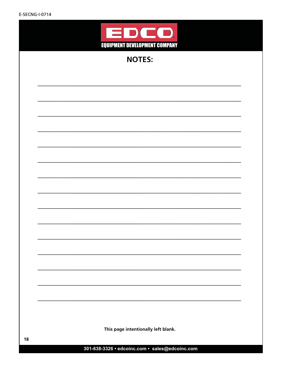 EDCO SEC-NG-1.5 User Manual | Page 18 / 20