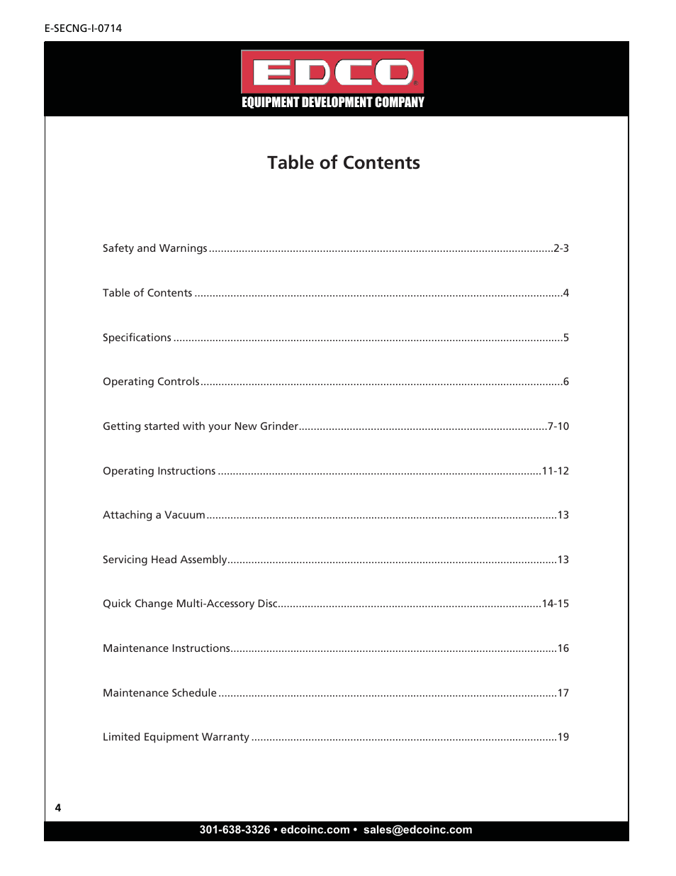 EDCO SEC-NG-1.5 User Manual | Page 4 / 20