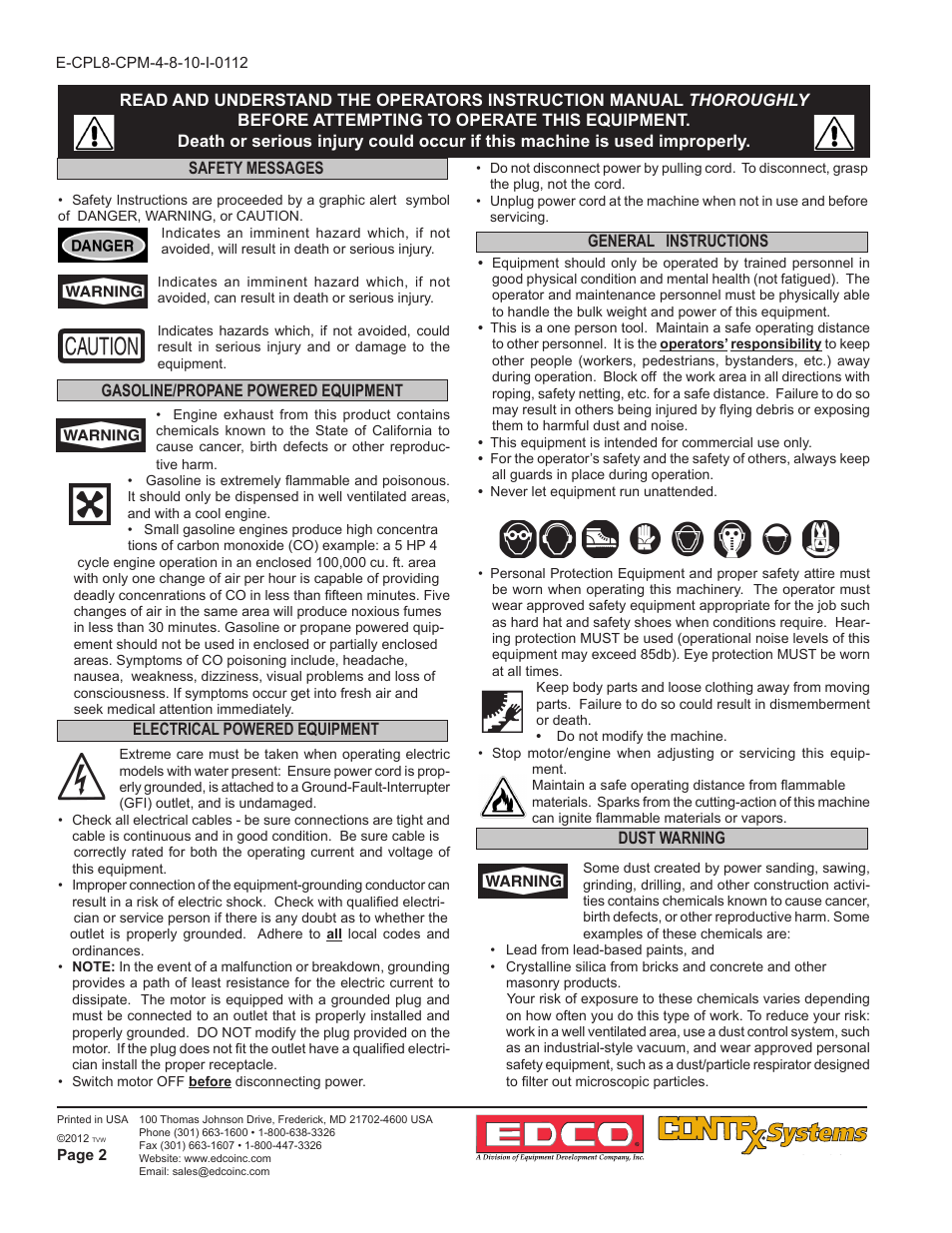 EDCO CPM-10 User Manual | Page 2 / 20