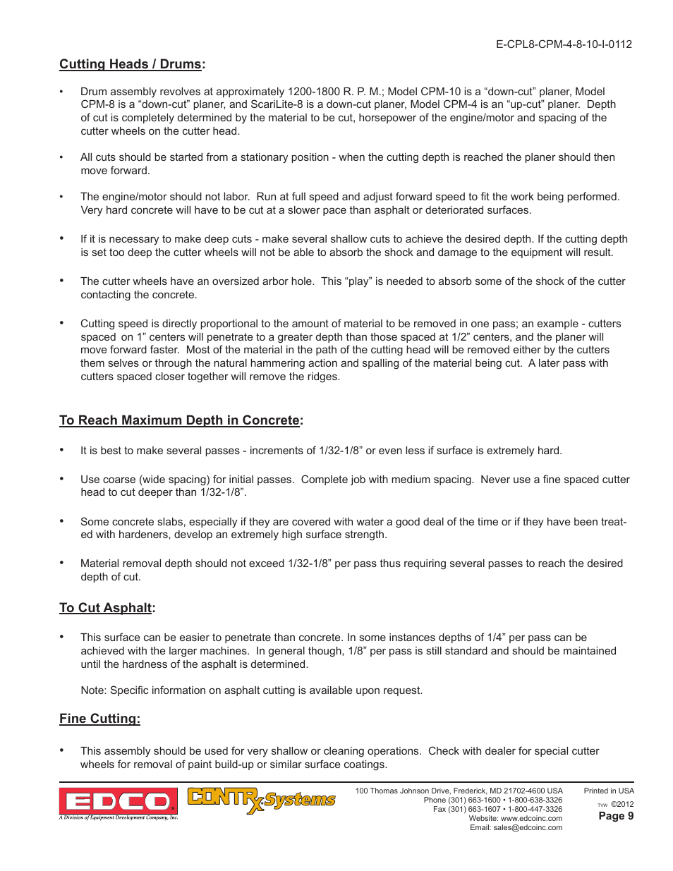 EDCO CPM-10 User Manual | Page 9 / 20