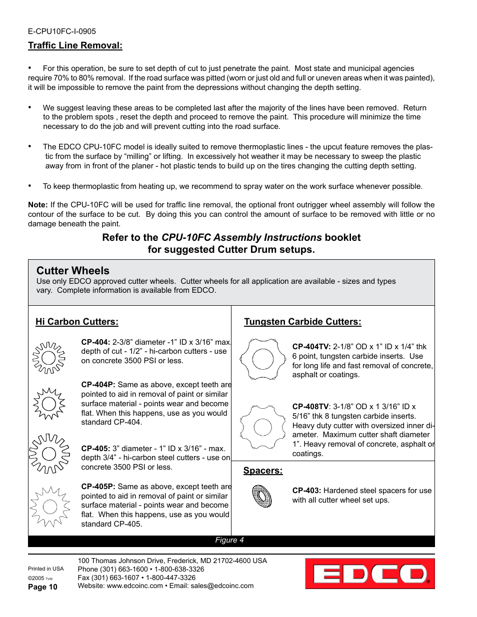 Cutter wheels | EDCO CPU-10FC User Manual | Page 10 / 16