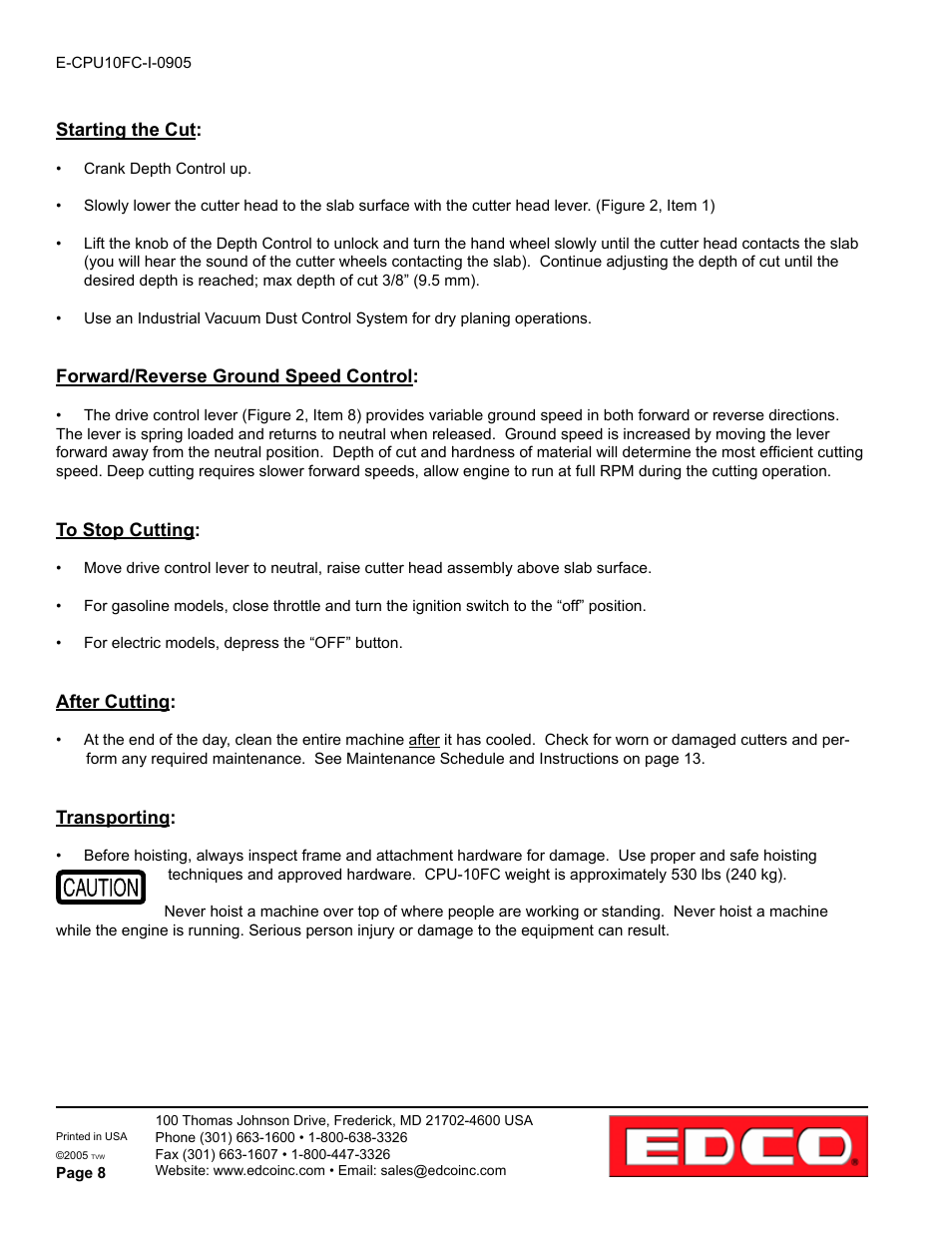 EDCO CPU-10FC User Manual | Page 8 / 16