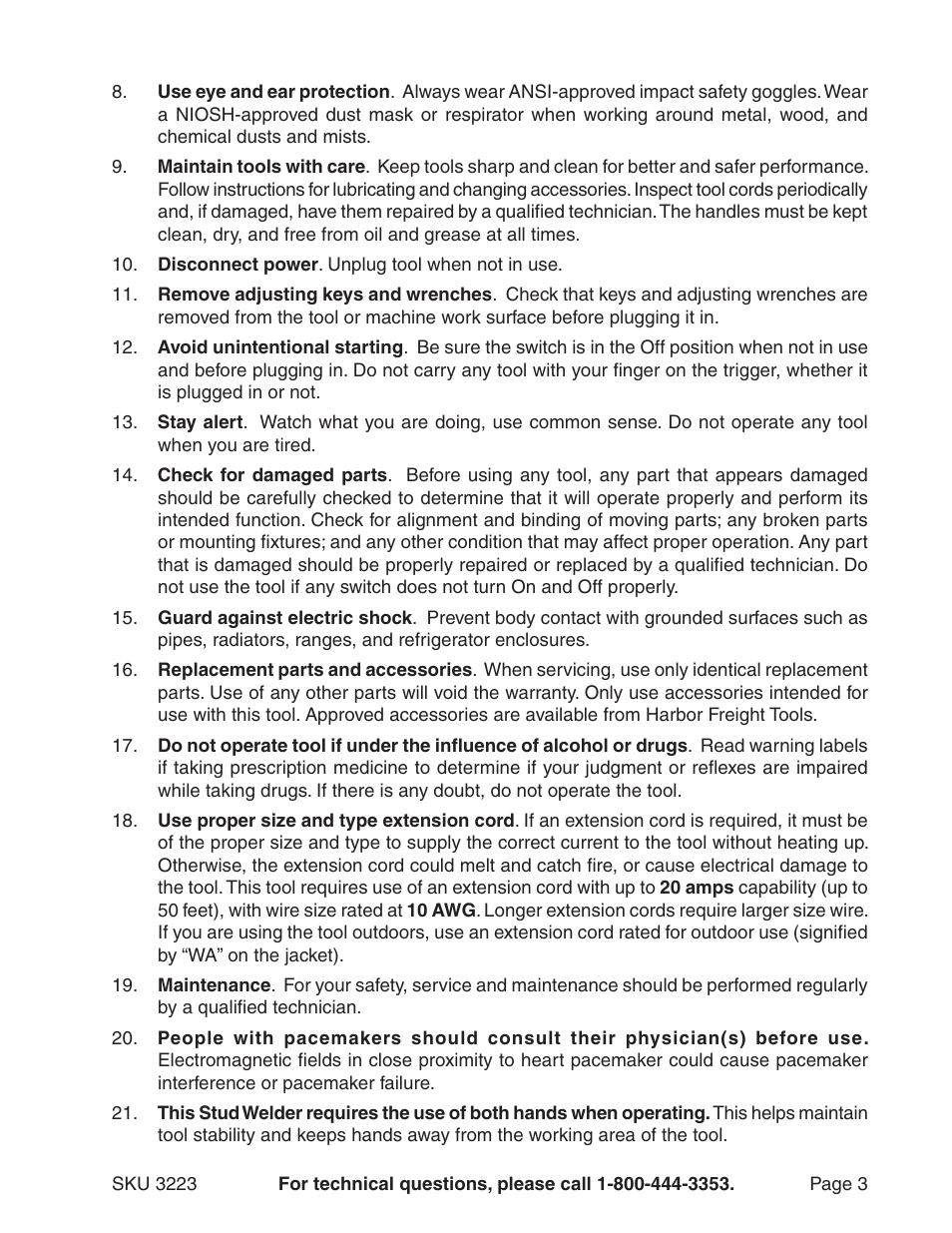 Chicago Electric STUD WELDER DENT REPAIR KIT 3223 User Manual | Page 3 / 9