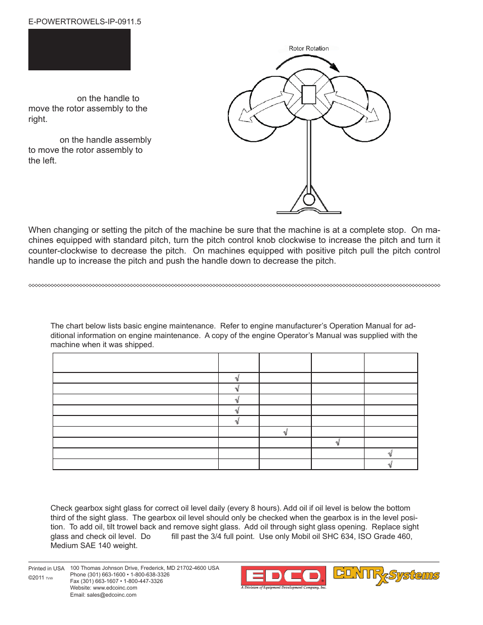 1a operations, 10 steering, 11 pitch adjustment | 1a-10, 1a-11, 12 periodic maintenance schedule, 13 trowel gearbox | EDCO 446 User Manual | Page 10 / 24