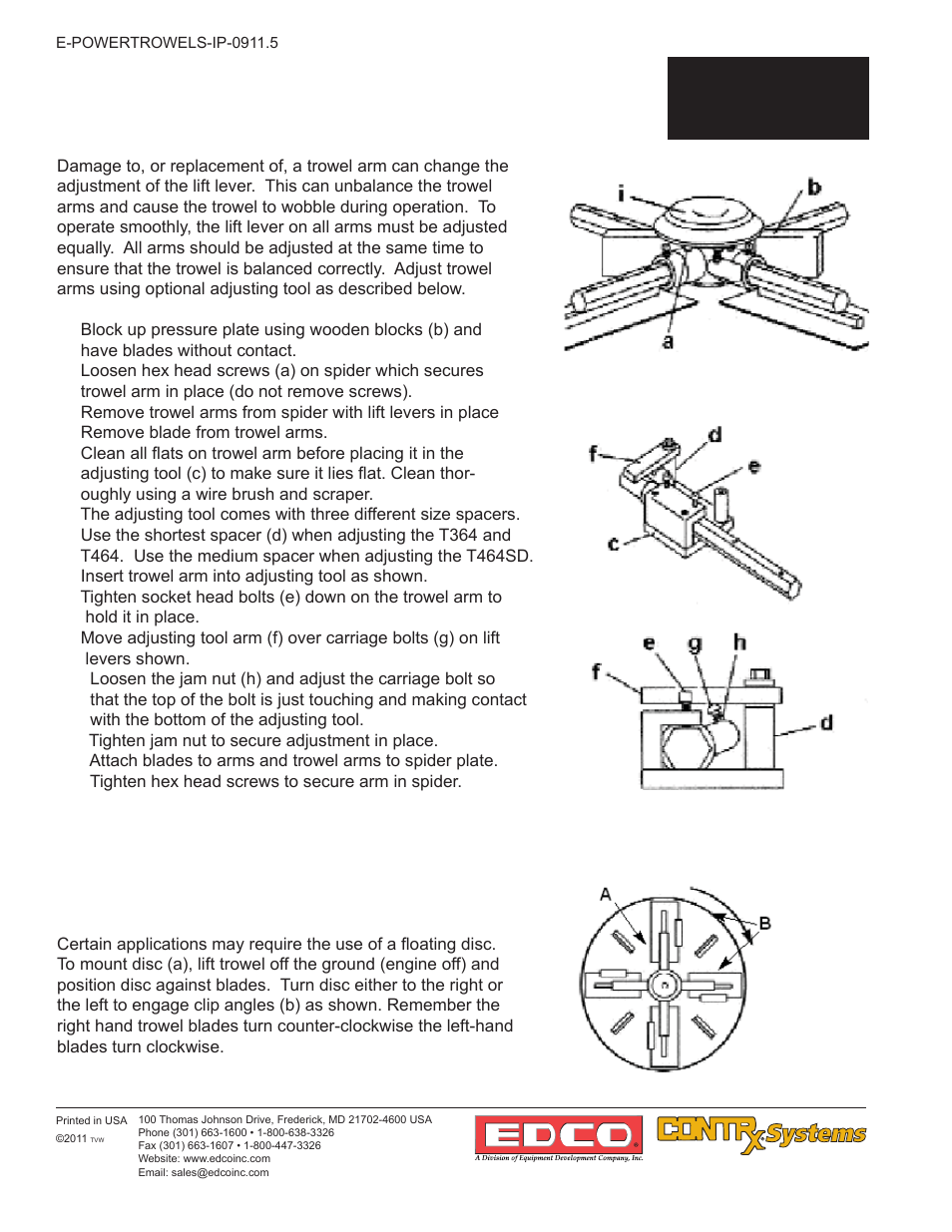 1a operations, 16 lift lever adjustment, 17 mount floating disc | 1a-13 | EDCO 446 User Manual | Page 12 / 24