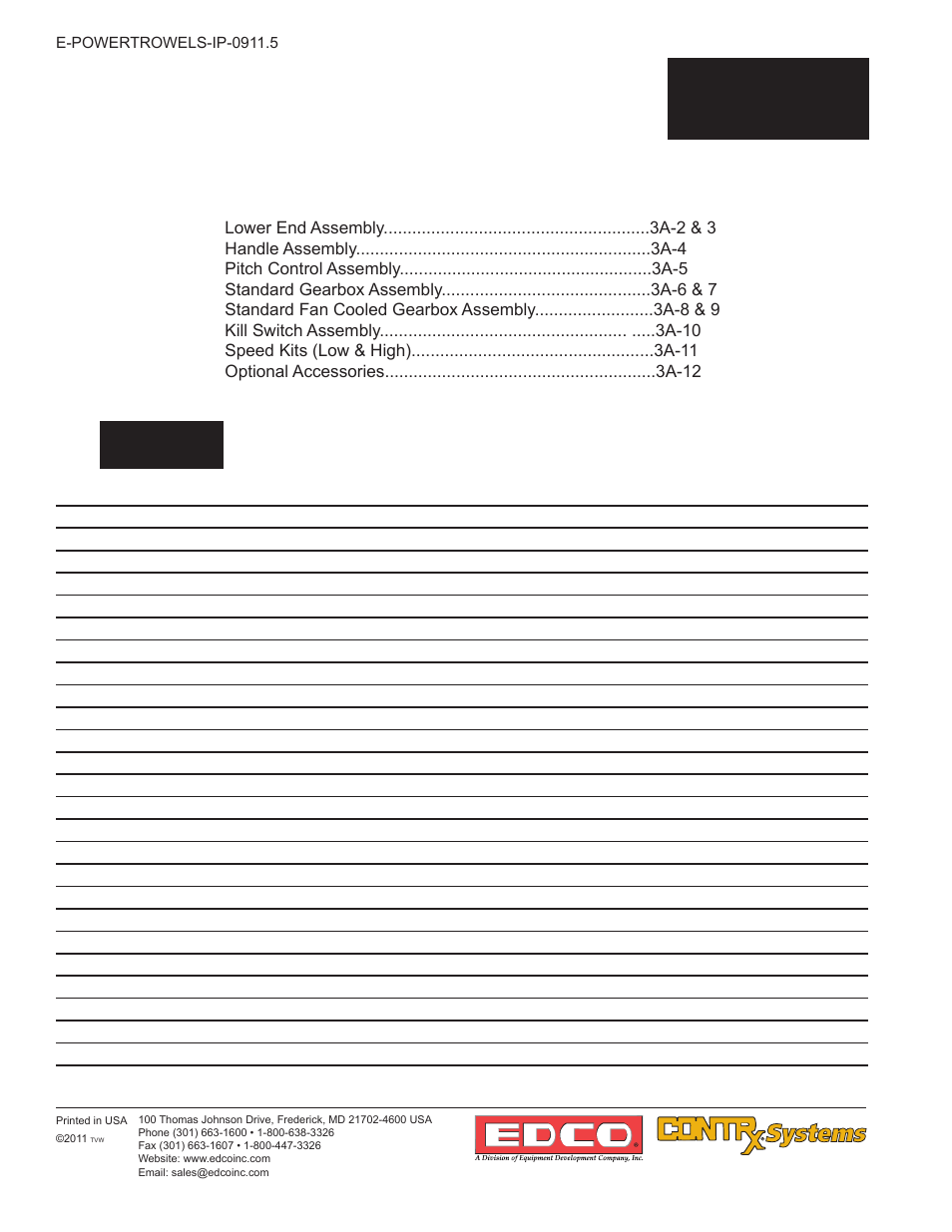 3a operations, Parts information, 3a-1 | EDCO 446 User Manual | Page 14 / 24