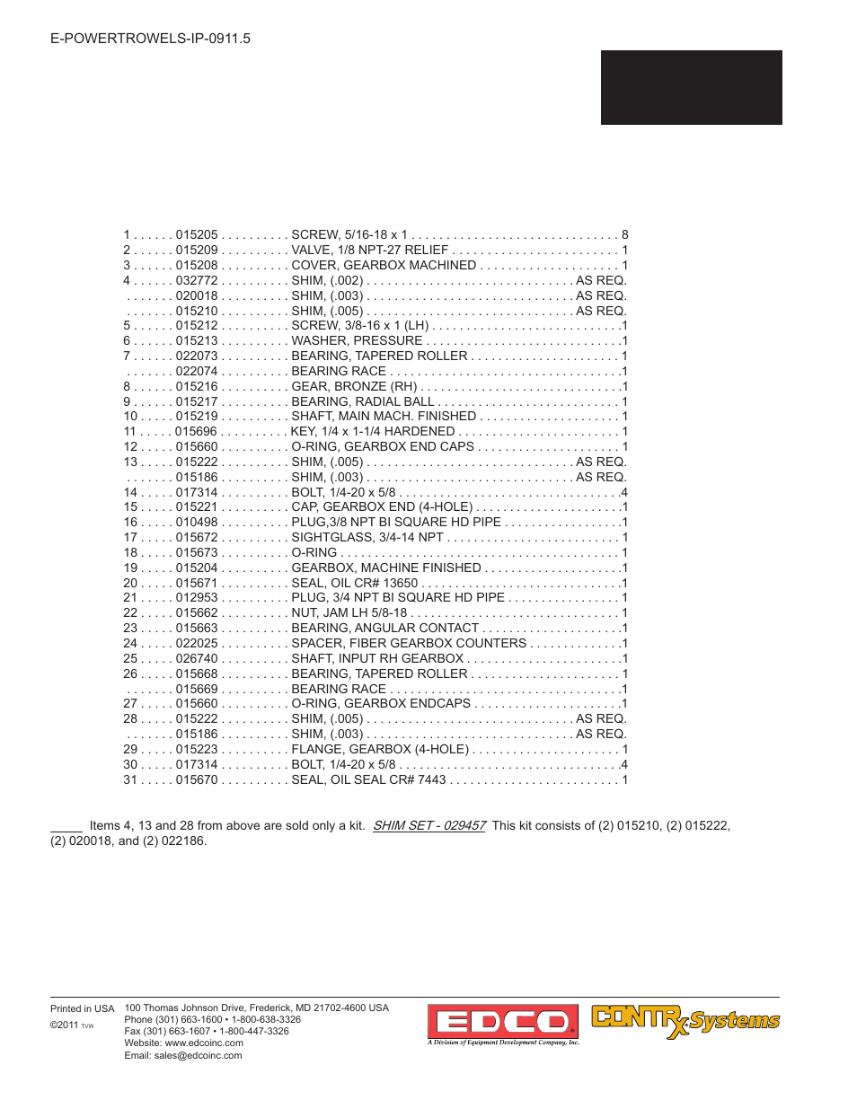 3a parts, 3a-7, Gearbox assembly (cont’d) | EDCO 446 User Manual | Page 20 / 24